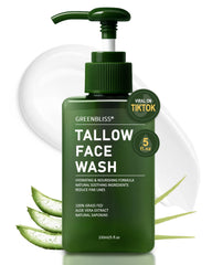 GreenBliss Beef Tallow Face Wash bottle close-up showing gentle cleansing for balanced skin