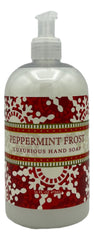 Greenwich Bay Peppermint Frost Hand Soap bottle with peppermint oil for refreshing cleansing and Shea Butter hydration