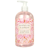 Greenwich Bay Rosewater Jasmine Hand Soap in pump bottle offers refreshing cleanse and spa aroma.