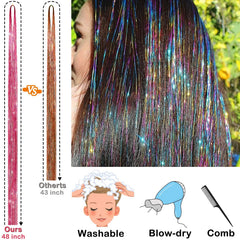 GrennMauler heat resistant polyester tinsel survives styling with heat tools.
