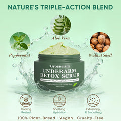 Grocerism Armpit Detox Scrub aloe vera hydration soothes sensitive skin.