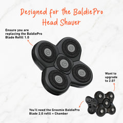 Groomie BaldiePro SmoothShave technology delivers comfortable skin contact.