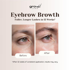 Grow Labs Eyebrow Growth Serum precision brush applying along brow line for targeted treatment.