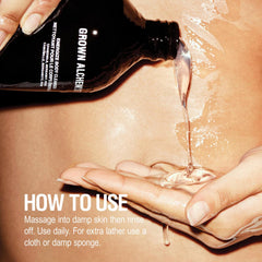 Grown Alchemist Energize Body Cleanser lather demonstrates natural bergamot and chamomile aroma