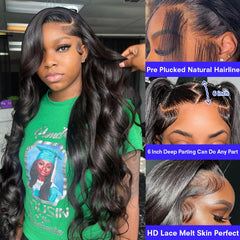 GRQGRQ 13x6 lace front wig baby hairs realistic parting