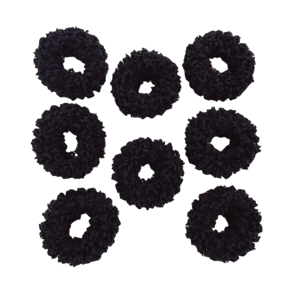 Grutyopkn 8pcs plush scrunchies black pack are gentle on hair for daily wear.