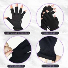 GSAFEME fingerless closeup shows snug fit that supports lotion absorption overnight.