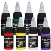 GTARTISTOO tattoo ink set eight colors packshot shows vibrant palette for bold art.