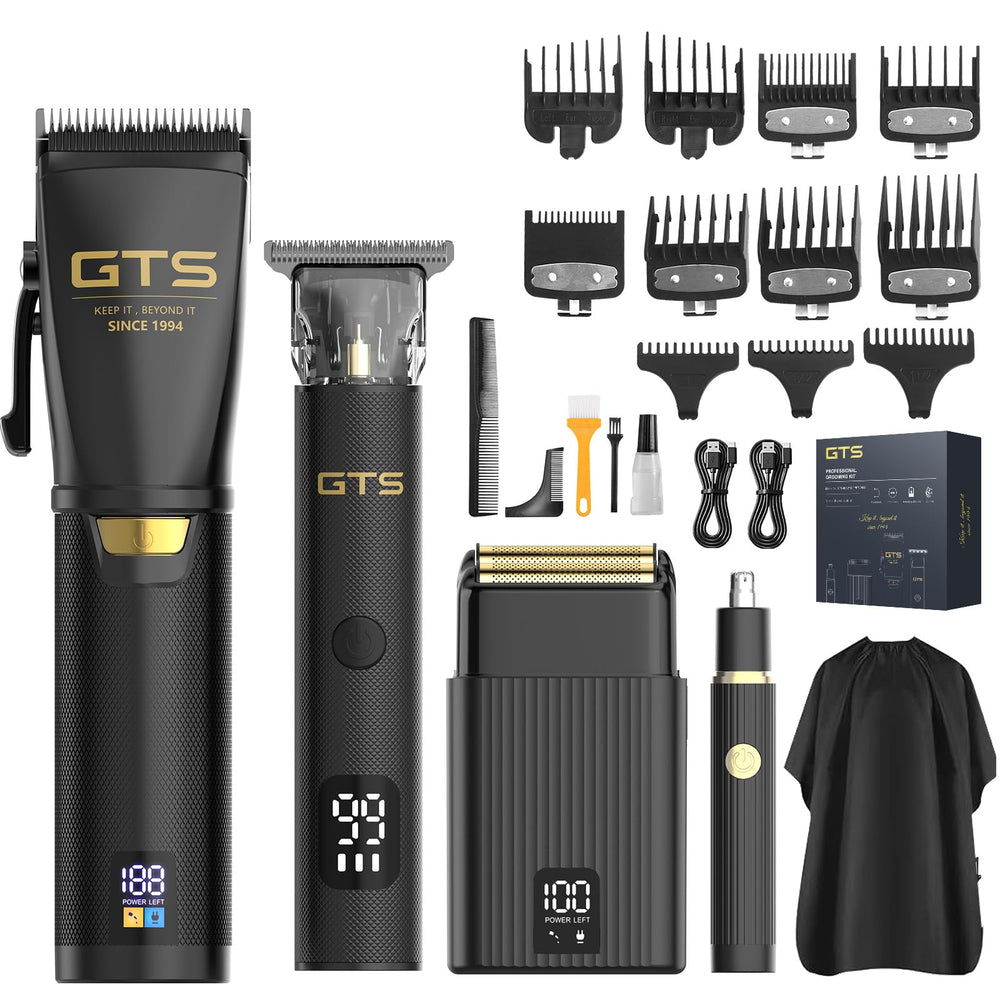 GTS PRO hair clipper front view with LED display for precise fades.