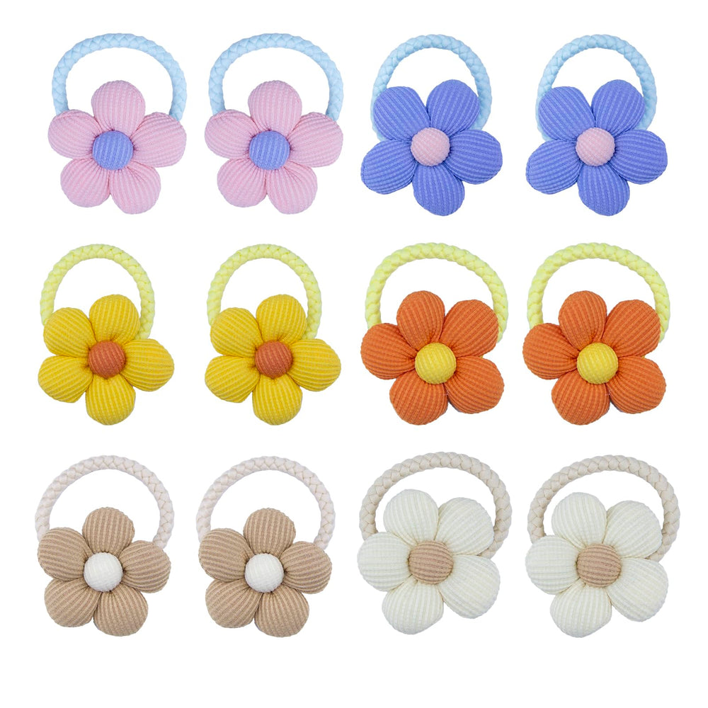 GTTUKK sunflower hair ties pack closeup shows soft, gentle hold for kids