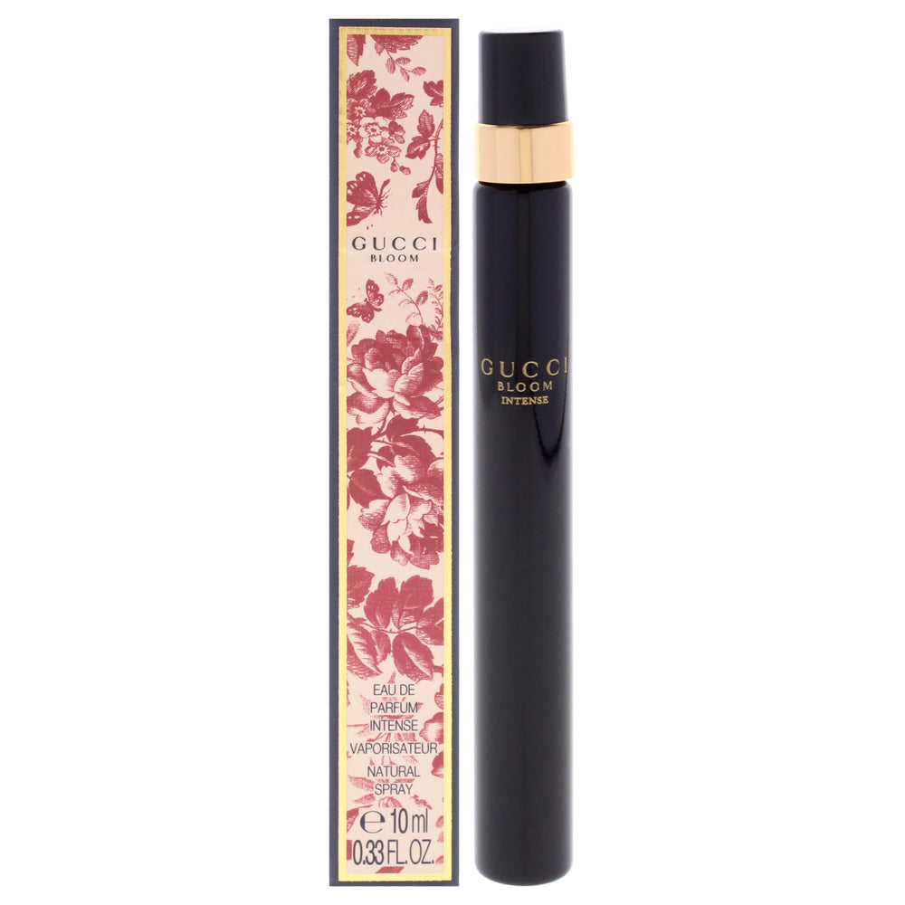 Gucci Bloom Intense travel spray bottle shown for on-the-go luxury scent