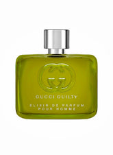 Gucci Guilty by Gucci for Men Elixir bottle front shows a bold, lasting impression.