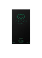 Gucci Guilty Essence for Men close-up notes lavender and patchouli, aromatic profile.