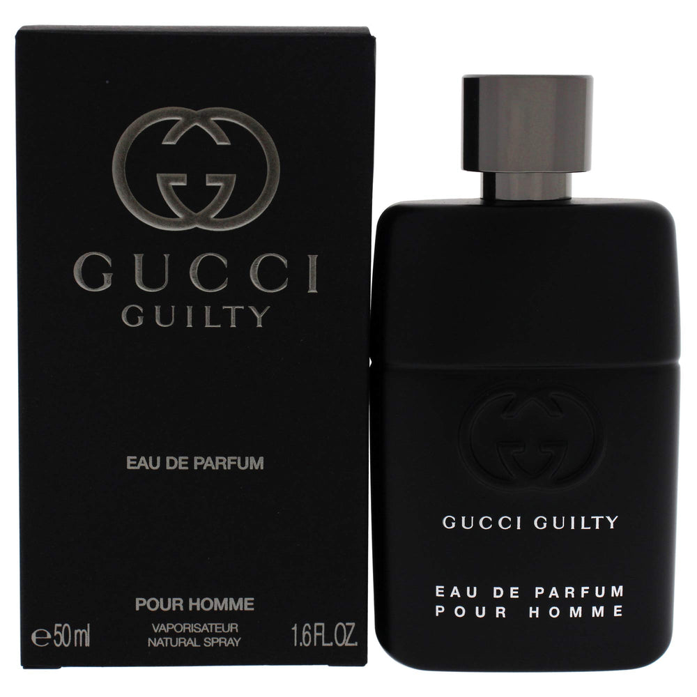 Gucci Guilty Pour Homme bottle front view, ideal for bold evening fragrance.