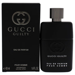 Gucci Guilty Pour Homme bottle front view, ideal for bold evening fragrance.