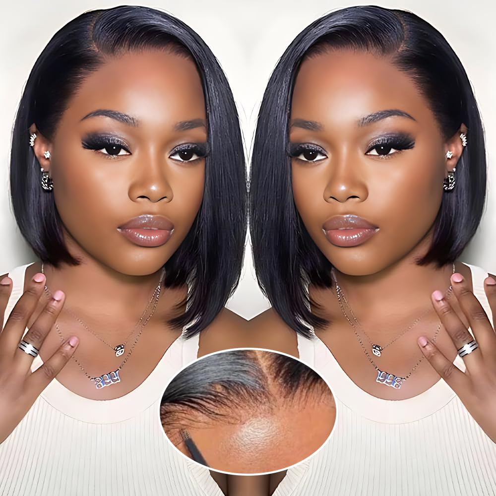 GUDOZO bob wig human hair 9x6 lace front for natural daily wear