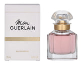 Guerlain Mon Guerlain bottle close-up shows elegant craftsmanship for daily luxury.