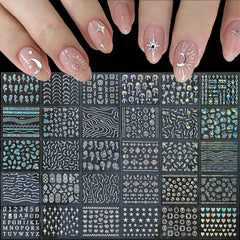 GUFUGU holographic star line nail decals offer shimmering accents for eye catching nails.