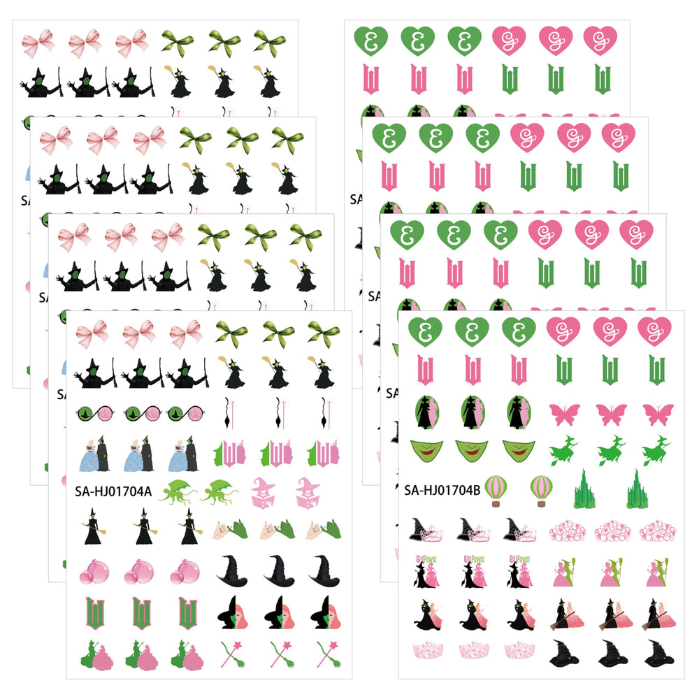 GUjianzhi witch hat sticker pink green adds festive nail charm for Halloween parties