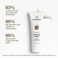 LEROSETT applied on skin shows a non-greasy matte finish