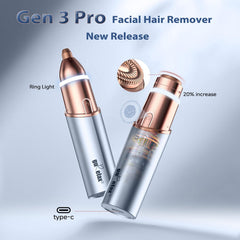 Gurelax 2-in-1 face shaver shown for quick, versatile facial grooming.