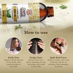 GuruNanda rosemary mint hair shine close-up on smooth, hydrated strands.