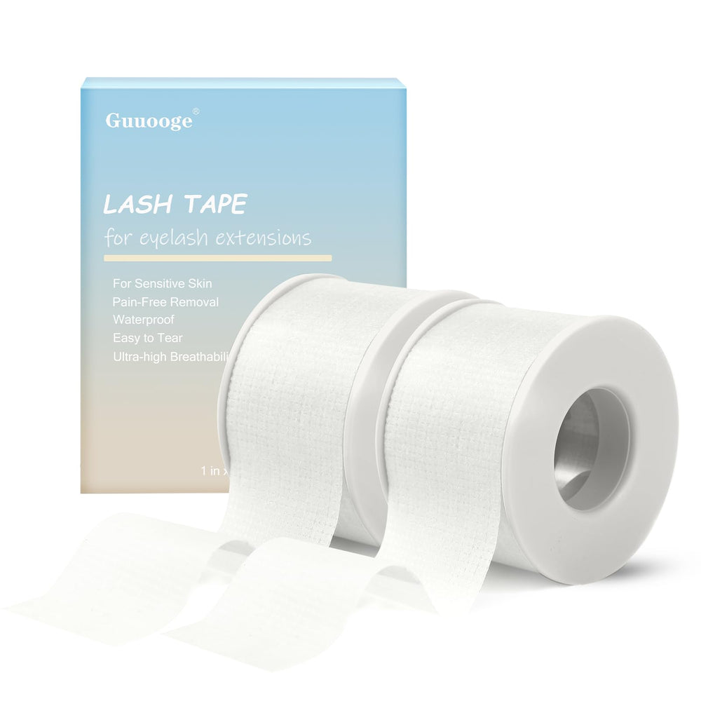 Guuooge Lash Tape Roll White shows gentle silicone gel for sensitive eyelash isolation.