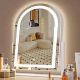 Gvnkvn curved makeup vanity mirror with lights front view showing even illumination