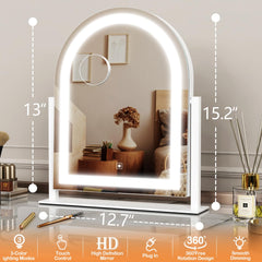 Gvnkvn lighted makeup mirror 3-color-modes enables day, cold, and warm lighting