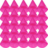 GXXMEI pink triangle powder puff shows precise foundation coverage on the skin.