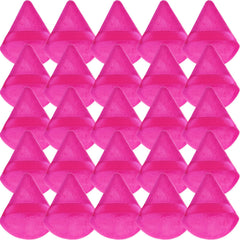 GXXMEI pink triangle powder puff shows precise foundation coverage on the skin.
