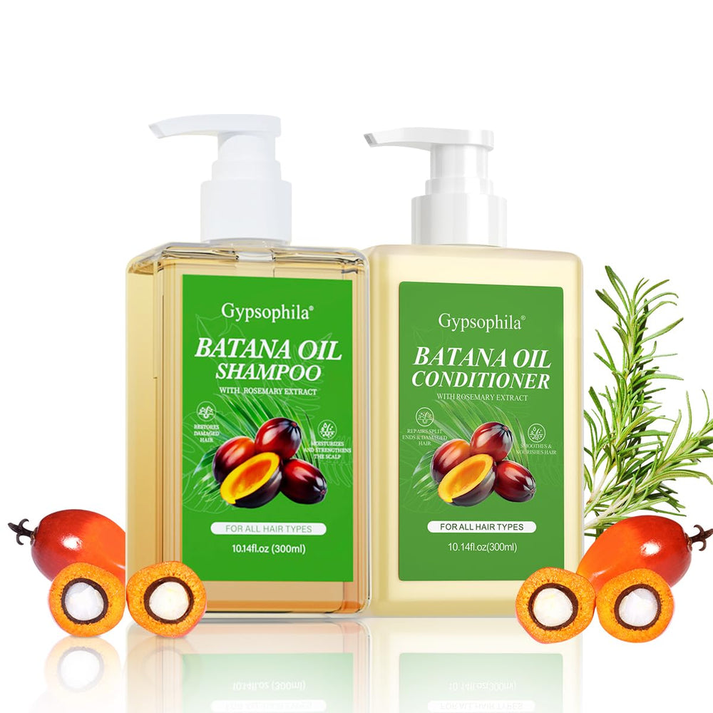 Gypsophila Batana Oil Shampoo bottle promotes healthier scalp and shiny hair.