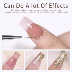Gyraolvant gold glitter gel nail art for dazzling nail designs.