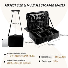 gzcz travel makeup train case interior with ten adjustable compartments