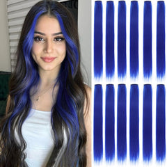 GZVIS 12-pcs blue hair extensions 22 inch straight for versatile styling