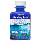 H2Ocean Healing Soak bottle close-up for piercing aftercare benefits.