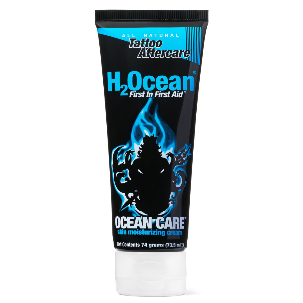 H2Ocean Ocean Care Tattoo Aftercare Lotion 2.5oz fragrance-free for hydration and comfort.
