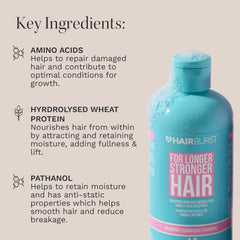 HAIR BURST Conditioner hair waves illustrate hydration and easy detangling.