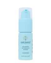 Hair Dance Dry Shampoo Powder packaging shows refillable non-aerosol design for eco-friendly freshness