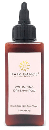 Hair Dance dry shampoo powder packaging shows the jumbo size for on the go refresh