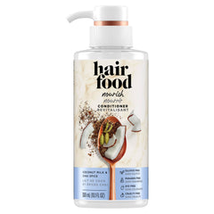 Hair Food Coconut Milk Chai Spice conditioner label closeup emphasizes clean ingredients