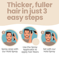 Hair Illusion applicator enables precise fiber placement for even coverage.