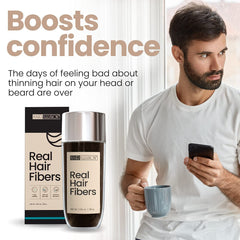 Hair Illusion dark brown fibers bottle close-up for easy application