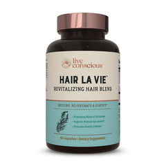 Hair La Vie Live Conscious bottle front view for daily hair health support