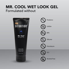 Hair Situation Mr. Cool Wet Look Gel in hands emphasizes clean finish