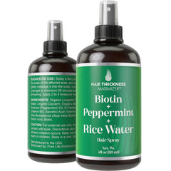 Hair Thickness Maximizer Biotin Peppermint Rice Water Spray bottle promotes scalp nourishment