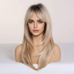 HAIRCUBE Blonde Wigs Shoulder-Length styling with soft curls for versatile day-to-night looks.