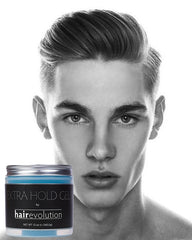 Hairevolution Extra Hold Gel applied to wet hair for strong styling control.