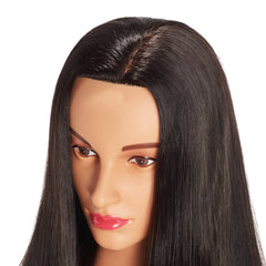 Hairingrid mannequin head top view in black suitable for curling and straightening drills.
