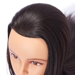Hairlink mannequin head with clamp stand demonstrating adjustable stabilization.